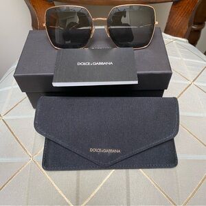 Dolce & Gabbana Black Square Sunglasses With Lace Trim